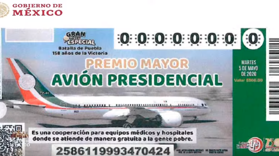 Noticias de Puerto Vallarta | NotiespacioPV | AMLO presenta diseño de boleto para rifa de avión presidencial