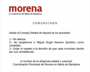 Noticias de Puerto Vallarta | NotiespacioPV | Morena en Bahía de Banderas no quieren alianzas ni a Navarro Quintero