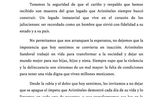 Noticias de Puerto Vallarta | NotiespacioPV | Familia de Aristóteles Sandoval agradece muestras de cariño