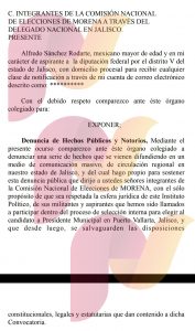Noticias de Puerto Vallarta | NotiespacioPV | Denuncia ante Luis Munguía llega a CNHJ de Morena