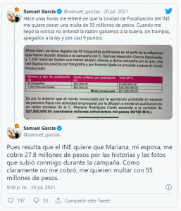 Noticias de Puerto Vallarta | NotiespacioPV | INE quiere sancionar a Samuel García por contenido que subía su esposa