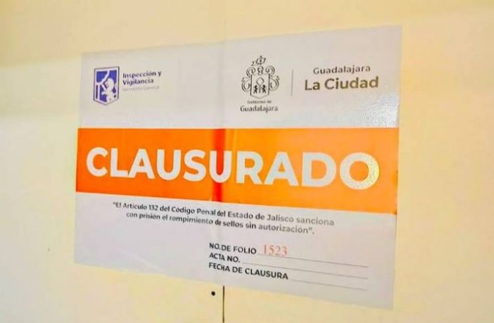 Clausuran durante el fin de semana 19 establecimientos en Guadalajara