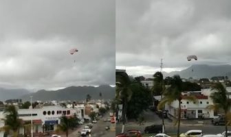 Joven turista vuela sin control al romperse la cuerda del parachute