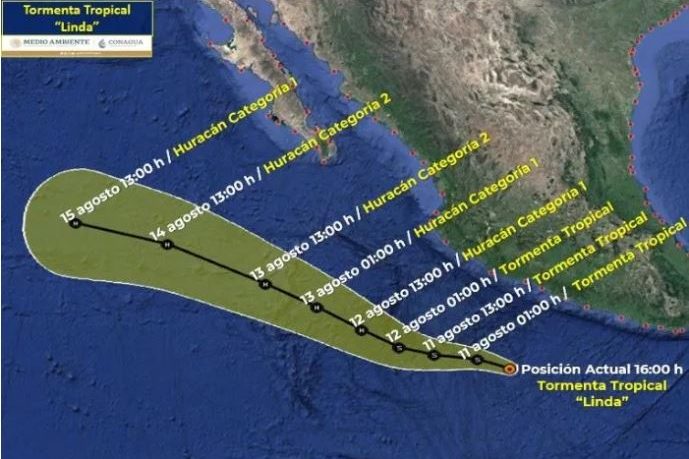 Tormenta tropical "Linda" se forma en el Pacífico mexicano