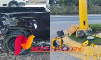 Noticias de Puerto Vallarta | NotiespacioPV | Impacta contra semáforo en Fluvial Vallarta y se da a la fuga