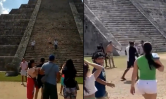 Noticias de Puerto Vallarta | NotiespacioPV | VIDEO: Turista sube a la pirámide de Chichén Itzá y lo tunden a golpes