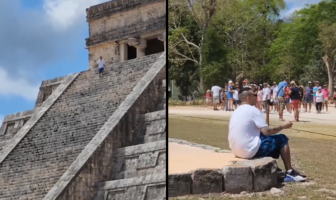 Noticias de Puerto Vallarta | NotiespacioPV | ¡Otra vez! Turista es exhibido por subirse a la pirámide de Chichen Itzá