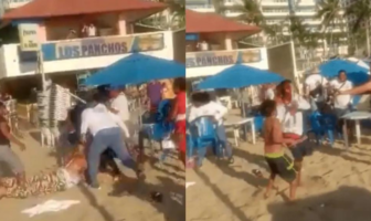 VIDEO: Turistas y vendedores protagonizan riña en playa de Acapulco