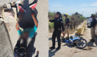 Motociclista lesionado tras caer a canal en la colonia 12 de octubre