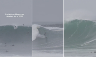 Surfistas desafían peligrosas olas tras el paso del Huracán Hilary en California, a pesar de las advertencias
