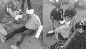 Motociclista atropella a un perro y termina con lesiones de consideración
