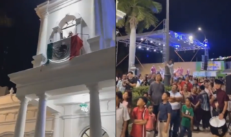 Alcalde de Huatabampo, Sonora, se confunde en el Grito de Independencia