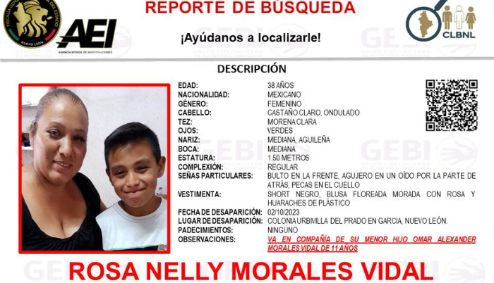 Madre e hijo de 11 años desaparecen en Nuevo León