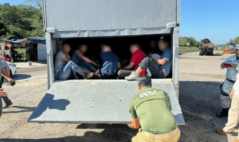 Operativo conjunto del INM, Sedena y GN en Veracruz: Rescatan a 64 migrantes en camionetas de carga