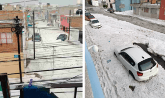 Puebla se cubre de blanco con fuerte granizada en la capital