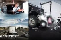 Tráiler aplasta Tsuru en la autopista Puebla-Orizaba
