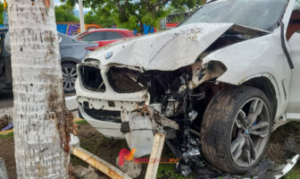Noticias de Puerto Vallarta | NotiespacioPV | BMW choca contra palmera en la Medina Ascencio; conductor ebrio fue detenido