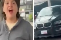 Conductora de BMW agrede a un ciclista tras percance vehicular en Puebla