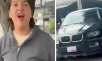 Conductora de BMW agrede a un ciclista tras percance vehicular en Puebla