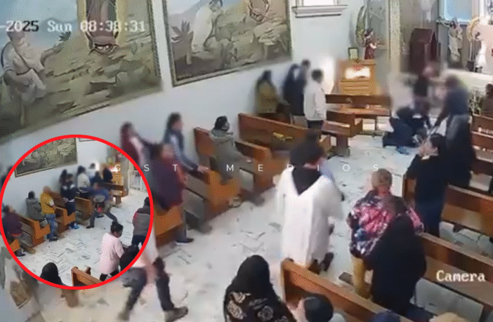VIDEO: Intentó asesinar a un hombre durante misa en Edomex; feligreses lo detienen