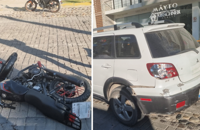 Motociclista sufre fractura tras chocar en Marina Vallarta Motociclista sufre fractura tras chocar en Marina Vallarta