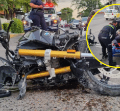 Joven sufre fractura expuesta al chocar en su motocicleta en la Av. Francisco Villa