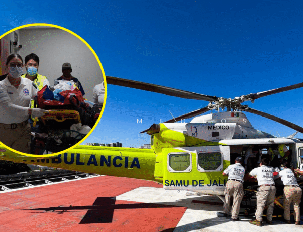 Trasladan en ambulancia aérea a niña wixárika a hospital de la ZMG Trasladan en ambulancia aérea a niña wixárika a hospital de la ZMG