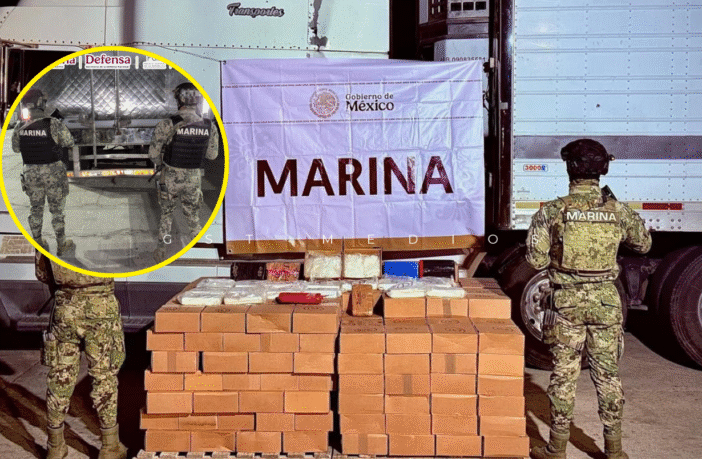 600 kilos de metanfetamina y 21 de cocaína son decomisados en el puerto de Mazatlán