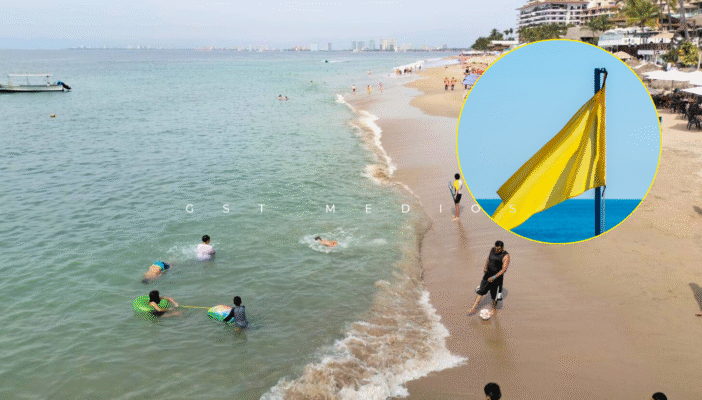 Predomina bandera amarilla en playas de Puerto Vallarta