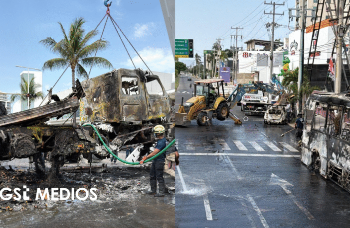 Notiespacio PV | Protección Civil lleva a cabo la remoción de unidades incendiadas