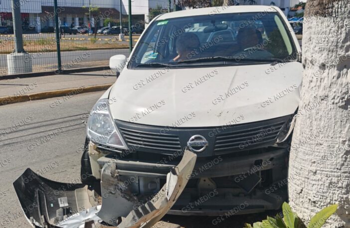 Notiespacio PV | Extranjeras chocan contra palmera al salir del estacionamiento de Walmart 