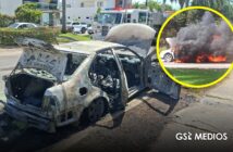 Jetta arde en llamas en Fluvial Vallarta