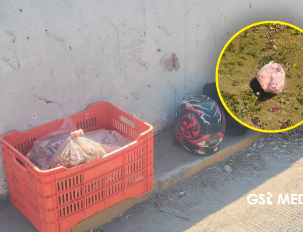 Derrapan en moto y dejan carne regada en Av. México