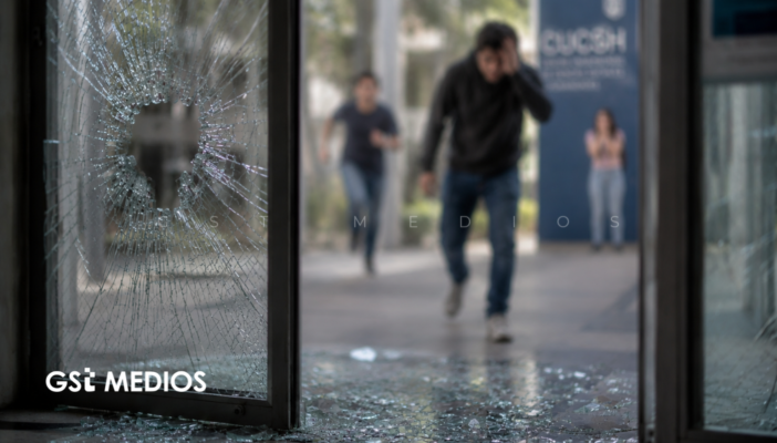 Alumno del CUCSH agrede a su pareja, intenta huir y termina detenido por puerta de vidrio