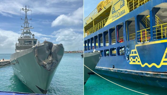 VIDEO: Buque de la Marina choca contra embarcación en Isla Mujeres
