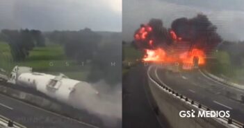 Exploción de pipa tras volcadura en la carretera México-Veracruz deja un muerto y dos heridos graves