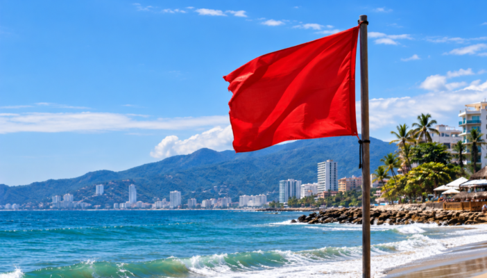 Bandera roja en playas de Puerto Vallarta por oleaje elevado