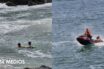 Fuerte oleaje complica salida de turista; Guardavidas y Bomberos acuden al rescate