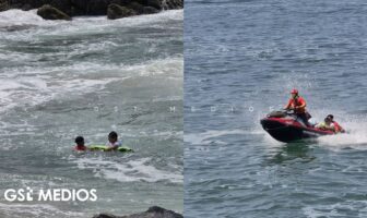 Fuerte oleaje complica salida de turista; Guardavidas y Bomberos acuden al rescate
