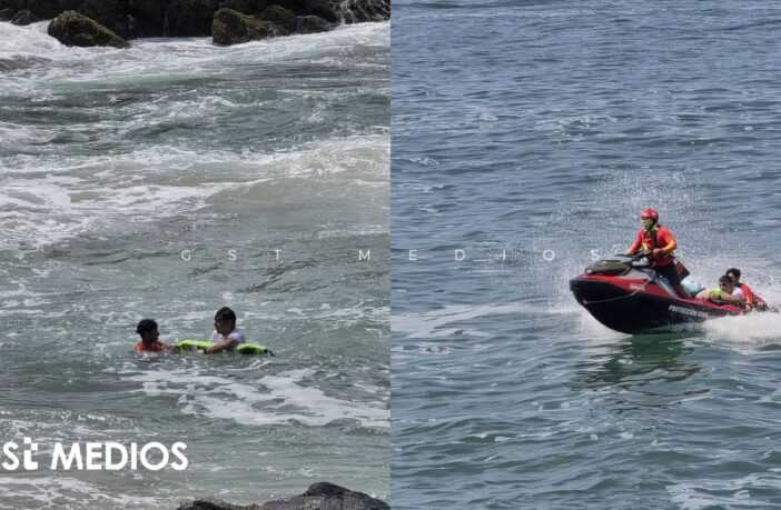 Fuerte oleaje complica salida de turista; Guardavidas y Bomberos acuden al rescate