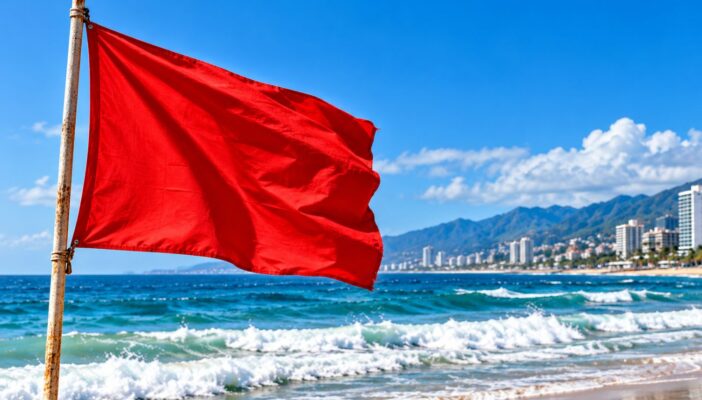 Bandera roja permanece en todas las playas de Puerto Vallarta por alto oleaje