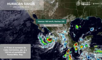 Huracán Simon mantiene categoría 3 frente a las costas de Jalisco