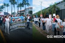 "No hay ni jeringas": trabajadores del IMSS protestan en Vallarta