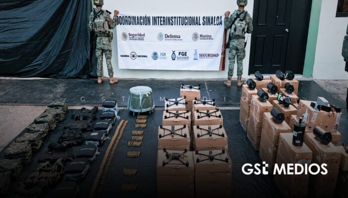 Fuerzas Federales incautan 5 drones y 124 explosivos en Sinaloa