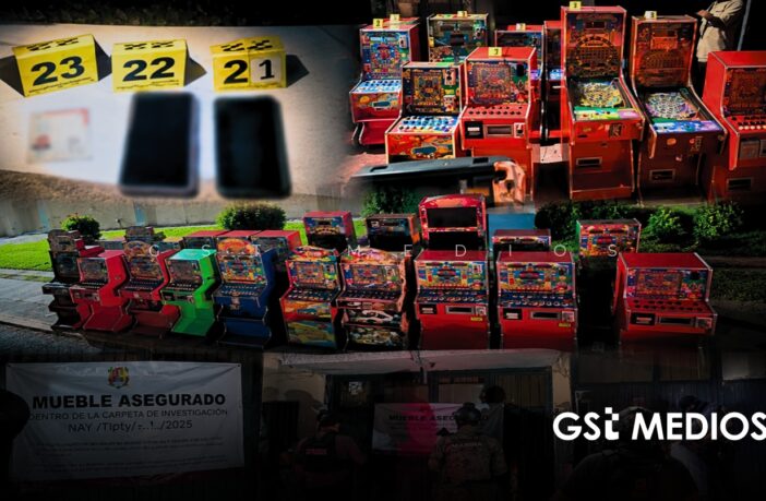Aseguran 20 máquinas tragamonedas en Tepic