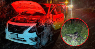 Taxi y motociclista protagonizan accidente vial en la carretera 544