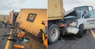 Un civil muerto y 10 marinos heridos en carambola sobre la autopista México-Guadalajara